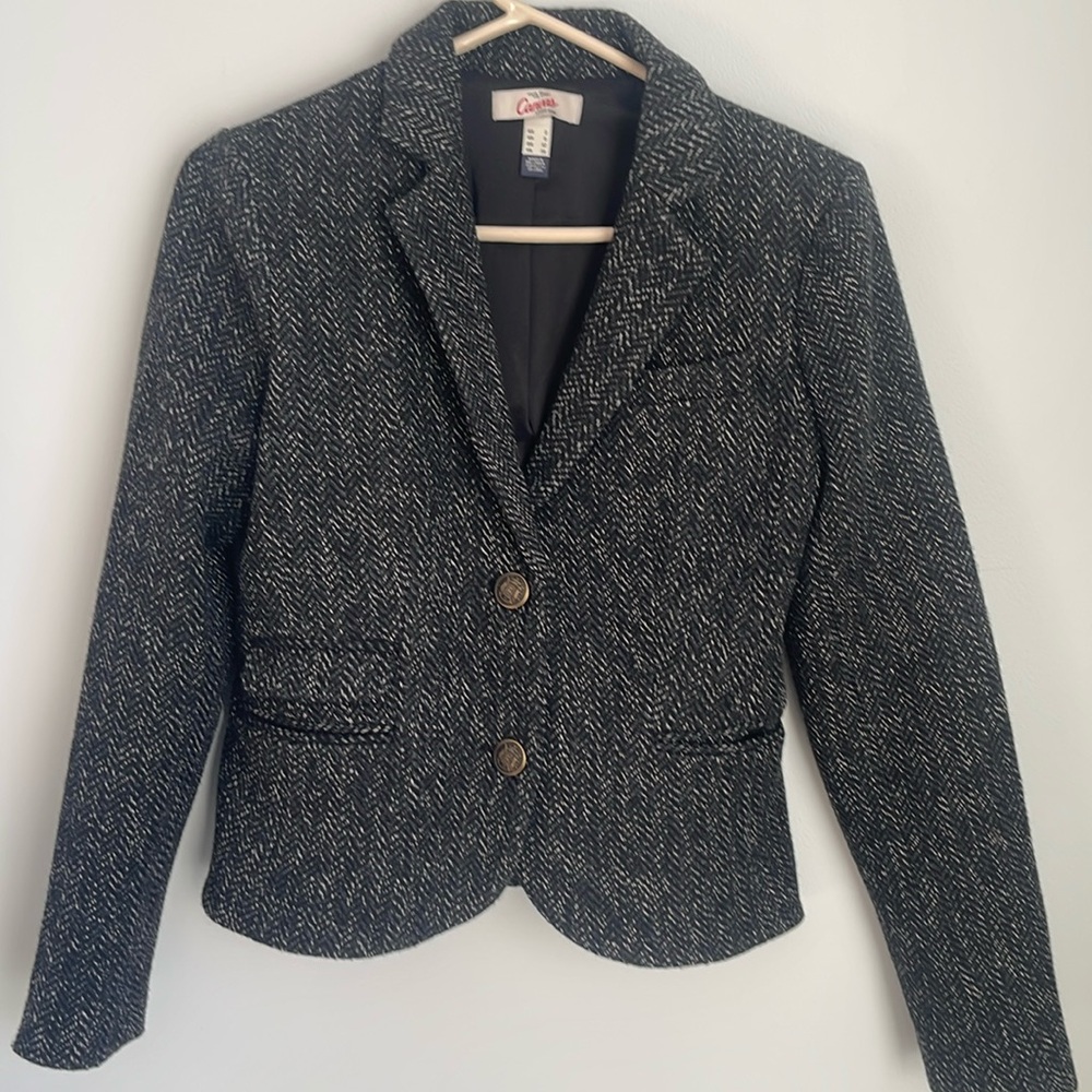Vintage Lands End women’s wool lined tweed 2 button blazer